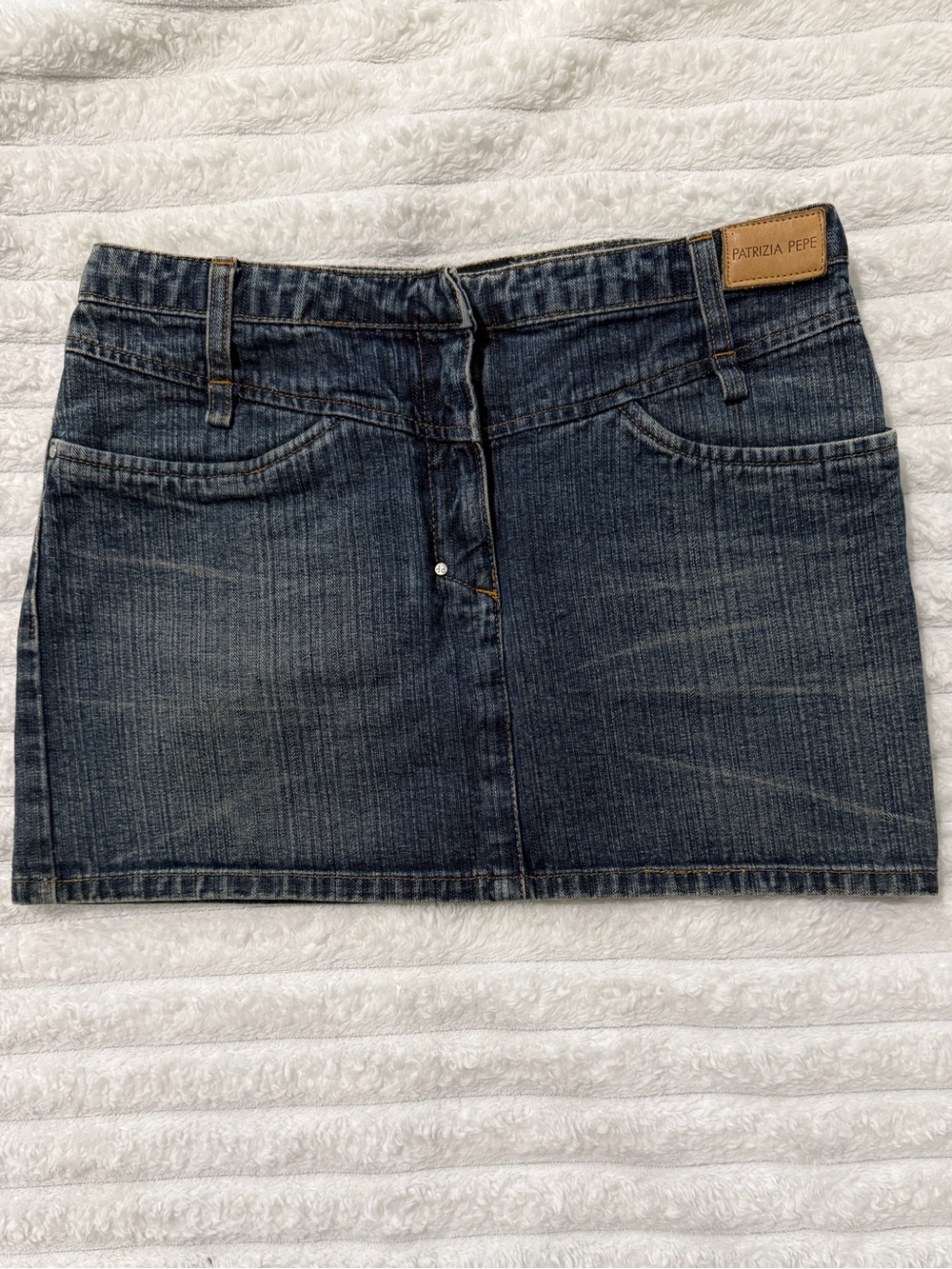 Patrizia Pepe | Vintage Dark Blue Distressed Denim Mini Skirt